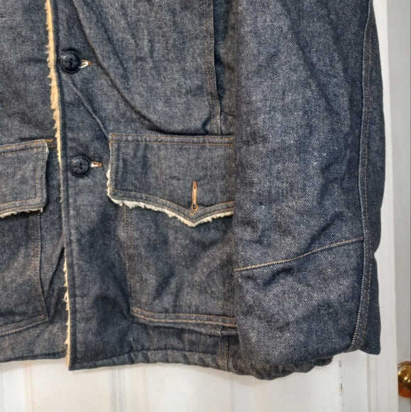 Vintage Sears Roebucks Denim Jacket Sherpa Lined Size 42 R western, - Picture 4 of 13